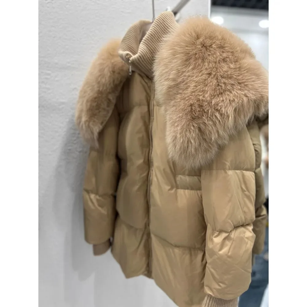 Down Jacket Jacket Warm Fur Coat Woman Fashion White Goose Down Jackets Winter American Thick Real Natural Fox Fur Collar Puffer