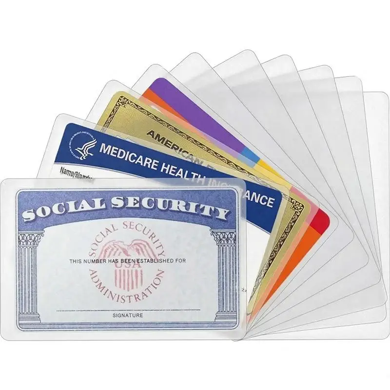 10PCS Clear Card Protector Sleeves for Social Security Medicare ID Insurance Credit Cards Transparent Plastic Holder Covers