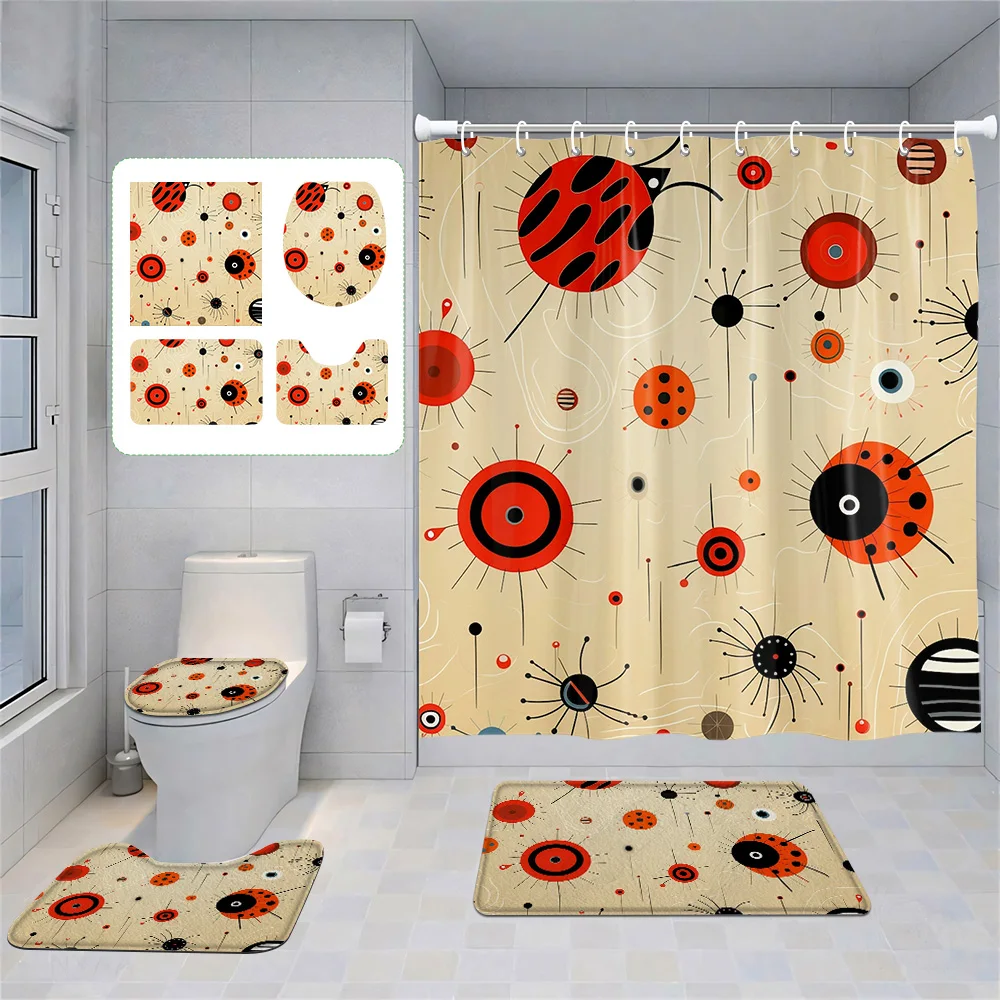 

Morandi Geometric Illustration Bathroom suit Abstract Art Shower Curtain Non-Slip Mat Hook Home Decorative Shower Curtain