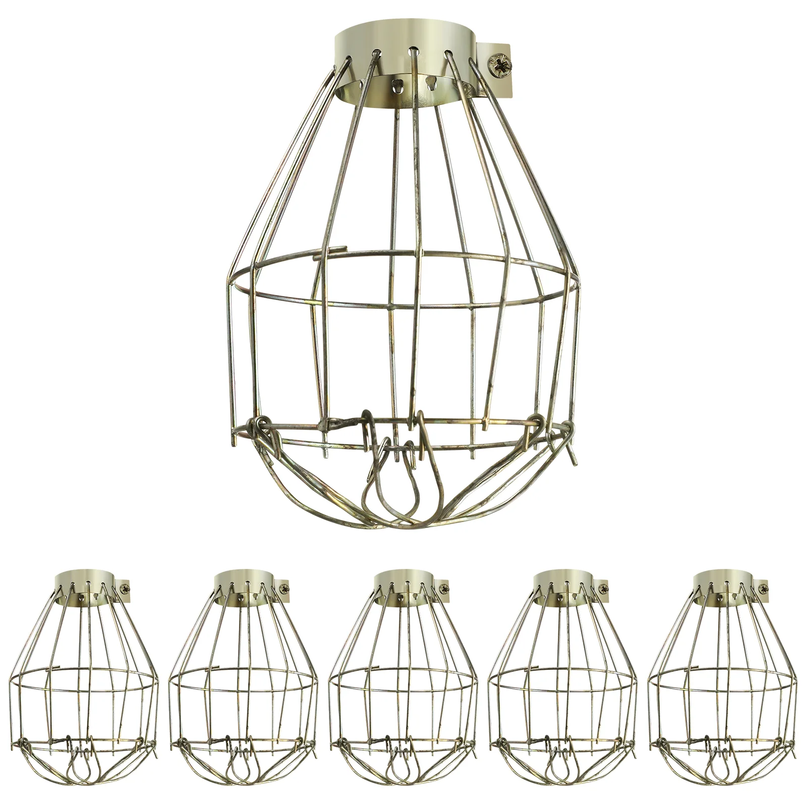 

6 Pcs Lanterns Vintage Bulb Cage Globe Industrial Lamp Metal Guard Hanging