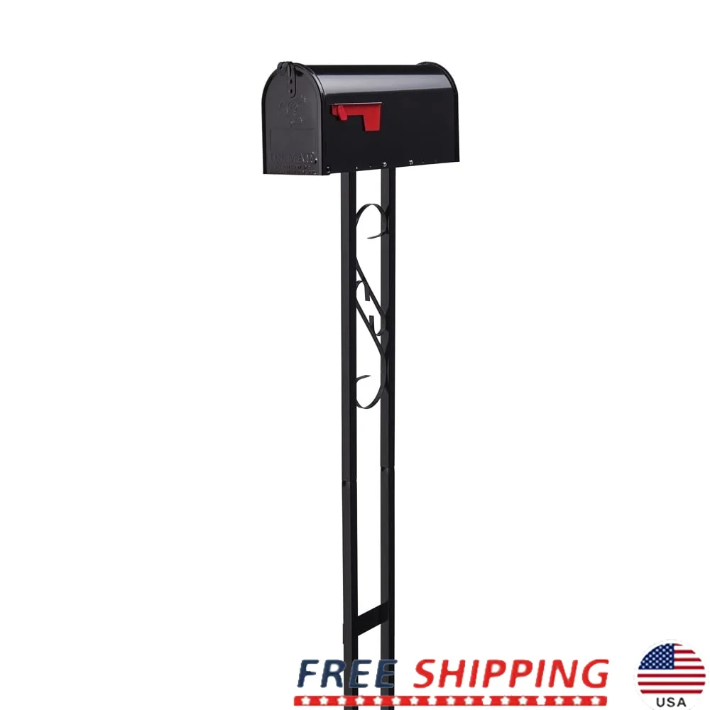 

Mailbox Post Kit Galvanized Steel Medium Storage Rust Resistant Easy Assembly USPS Approved Decorative Eagle Design