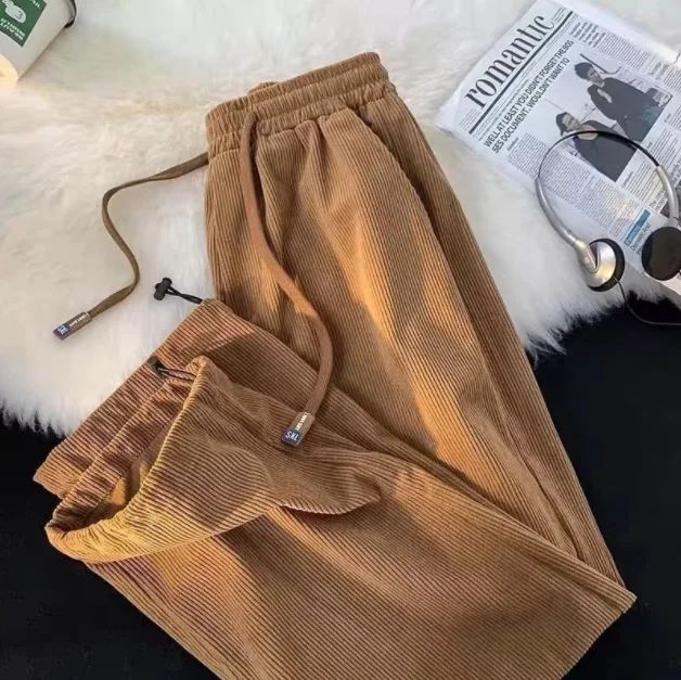 Men Women Corduroy Long Pants Autumn and Winter Mens Casual Fleece Sweatpants Soft Sports Pants Jogging Pants 2023 New