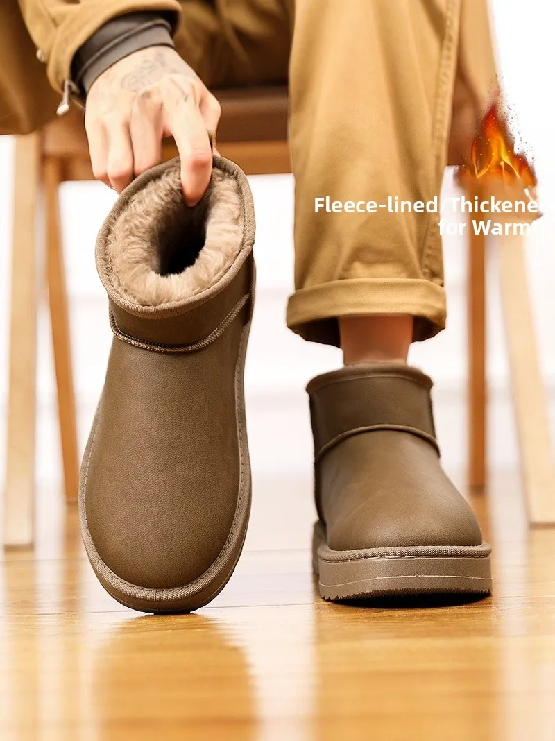 

Men's Winter Thickened Fleece Lined Casual Bread Shoes Anti-slip Warm Boots Easy to Wear Snow Boots Comfortable Synthetic Lea...