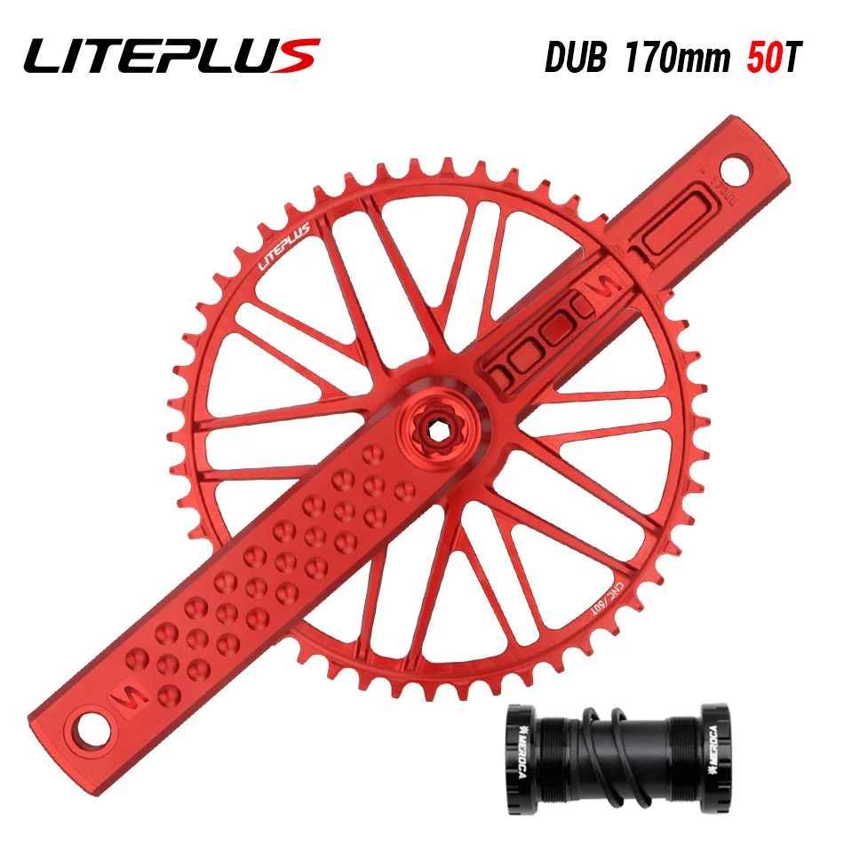 

LITEPLUS Ultralight Bicycle Crank 170mm CNC 50T Norrow Wide Tooth Chainring With DUB Bottom Bracket for Road Bike/Folding Bike