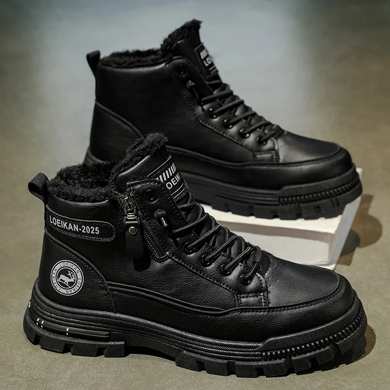 

Men's casual high top work winter slip-resistant fashion shoes plus size outdoor comfort shoe wear-resistant thicken cotton shoe