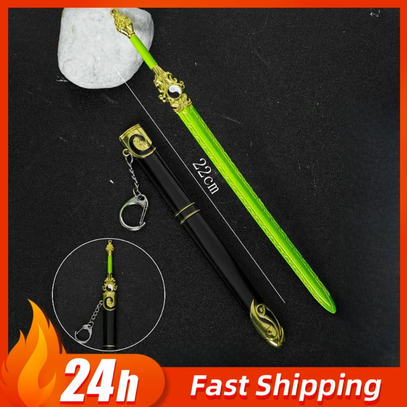 Espada de nube de abeja de bambú verde periférico de animé de Ascensión inmortal con funda, modelo de armas de Metal, adorno de escritorio, juguetes para niños
