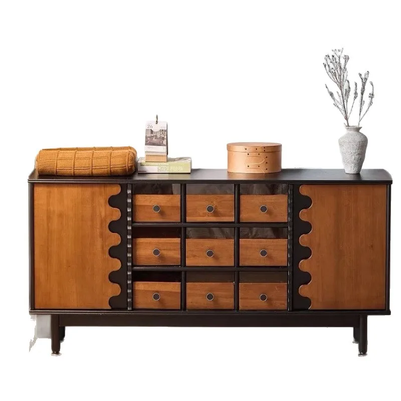 YFY  Makeup Vanity Table Bedroom Bedside Makeup Table Vintage Solid Wood Extendable Chest of Drawers Corner Integrated