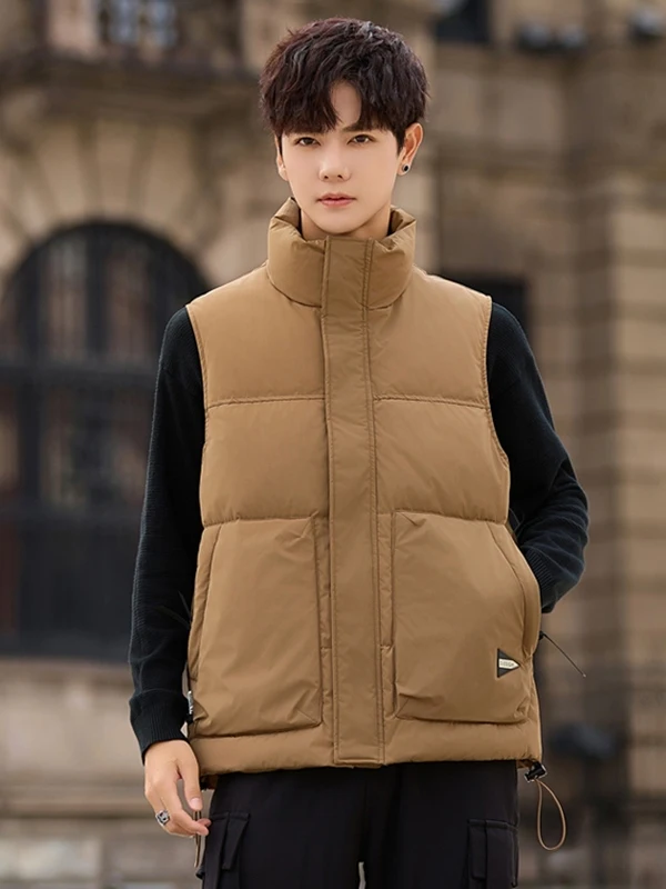 

Men's down Jaet Vest Thiened Stand Collar Bread Sle Outerwear Autumn Winter Faionable Polyester Fiber Youth Active Sle