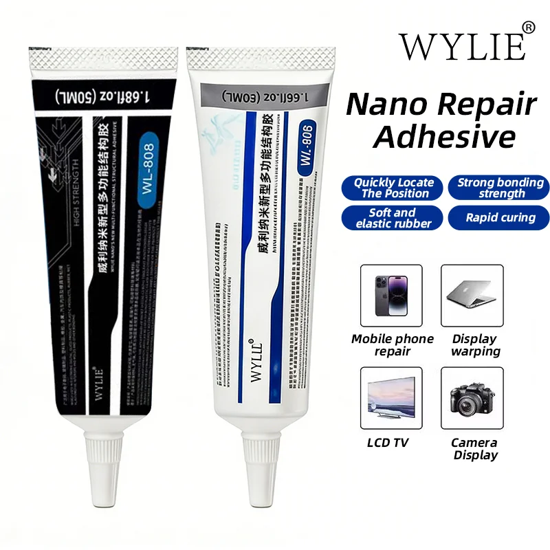 WYLIE WL808 Nano New Multifunctional Structural Adhesive Strong Bonding Rapid Curing for phone Laptop Screen Back Cover Repair