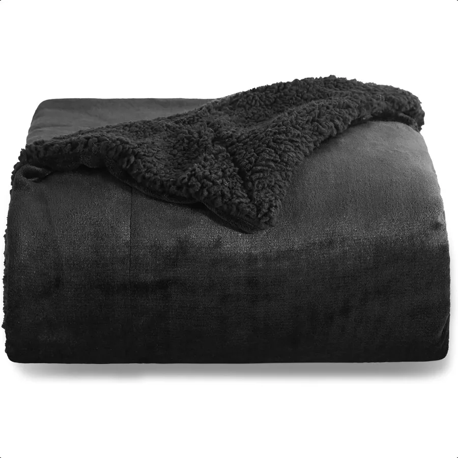 

Sherpa Fleece Throw Blanket for Couch Thick and Warm Soft Fuzzy Plush Throw Blanket for Winter Black 50x60 Inches