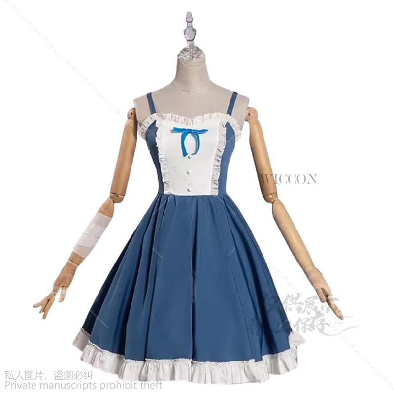 Anime Love Chunibyo Altri Delusioni Takanashi Rikka Costume Cosplay Lolita Blu Data Vestito Arco Mantello Halloween Ragazza Uniforme Parrucche