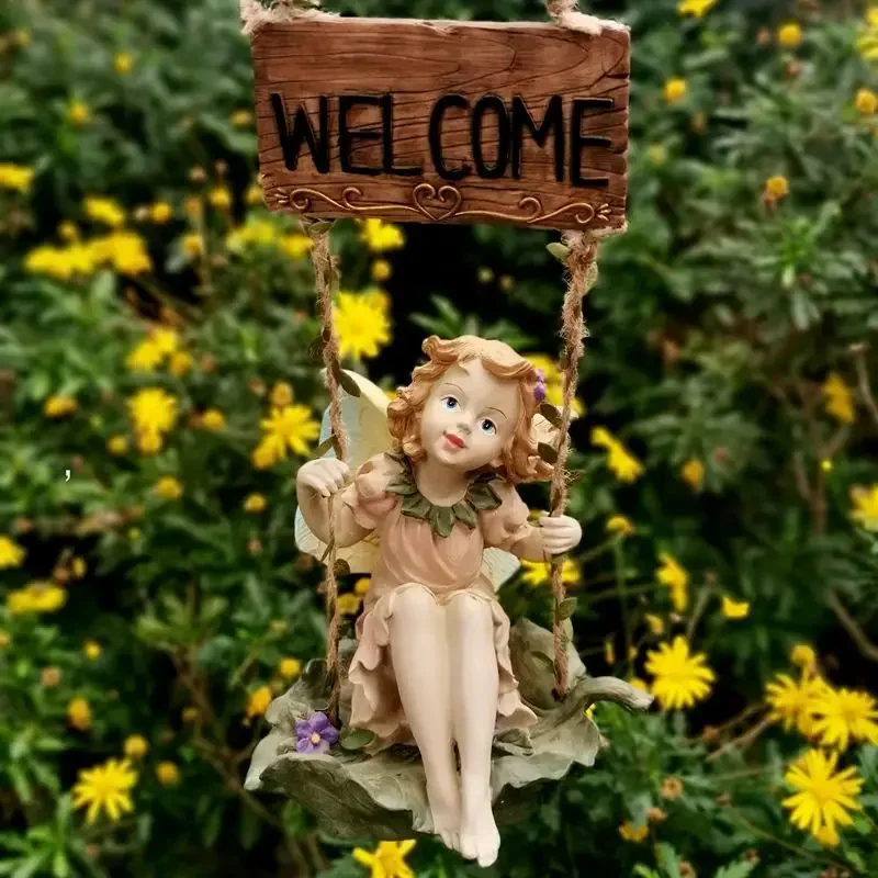 

American Rural Garden Decoration Nordic Courtyard Fairy Figurine Hanging Decoration Resin Creative Outdoor Balcony Scene Pendant