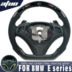 Customized carbon fiber steering wheel for BMW E90 E92 E93 E87 E8X black Alcantara LED display car