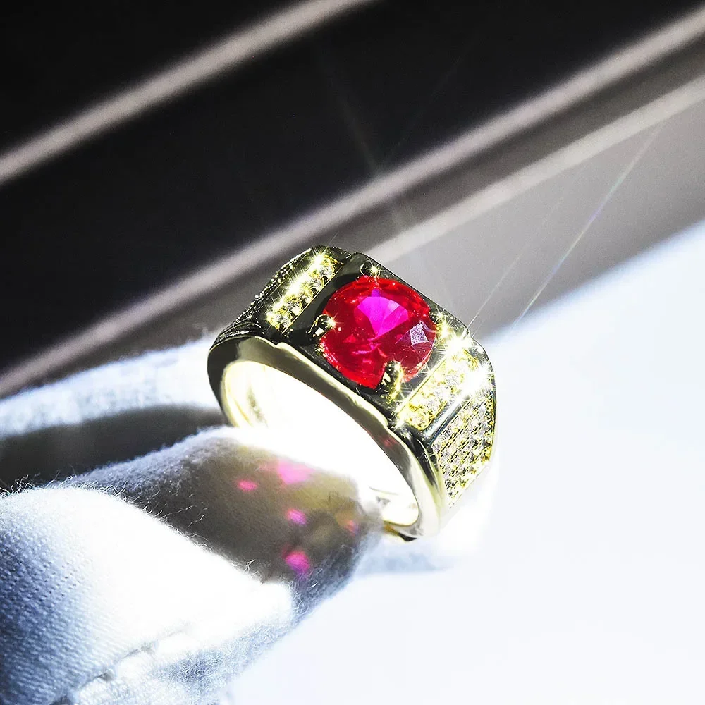 Anillo De plata De ley S925 con diamantes blancos FL De 2 quilates con Color dorado De 14 quilates, joyería De plata 925 para hombre, Anillos De piedras preciosas