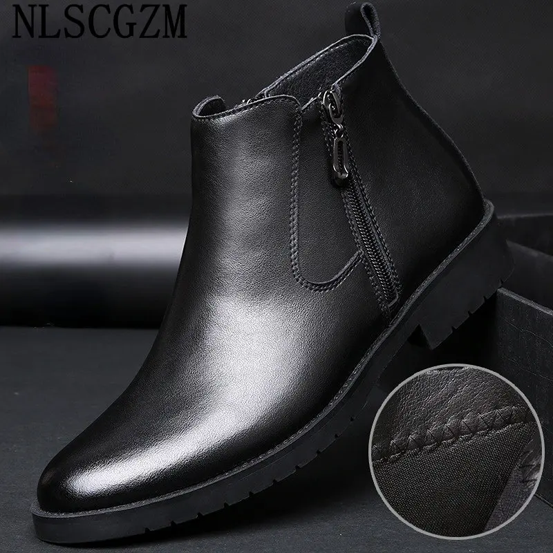 Winter Shoes for Men Ankle Boots Snow Boots Men Leather Shoes for Men Chelsea Boots Casual Shoes Stivali зимние кроссовки мужски