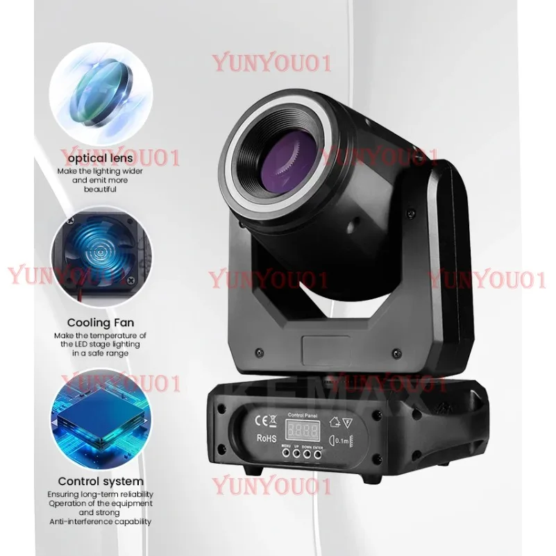 

DJ Equipment 150W LED Spot Moving Headlight 3Prism Lyre Beam Gobo Disco Mobile DMX Rotating Stage Light for Wedding Club Party