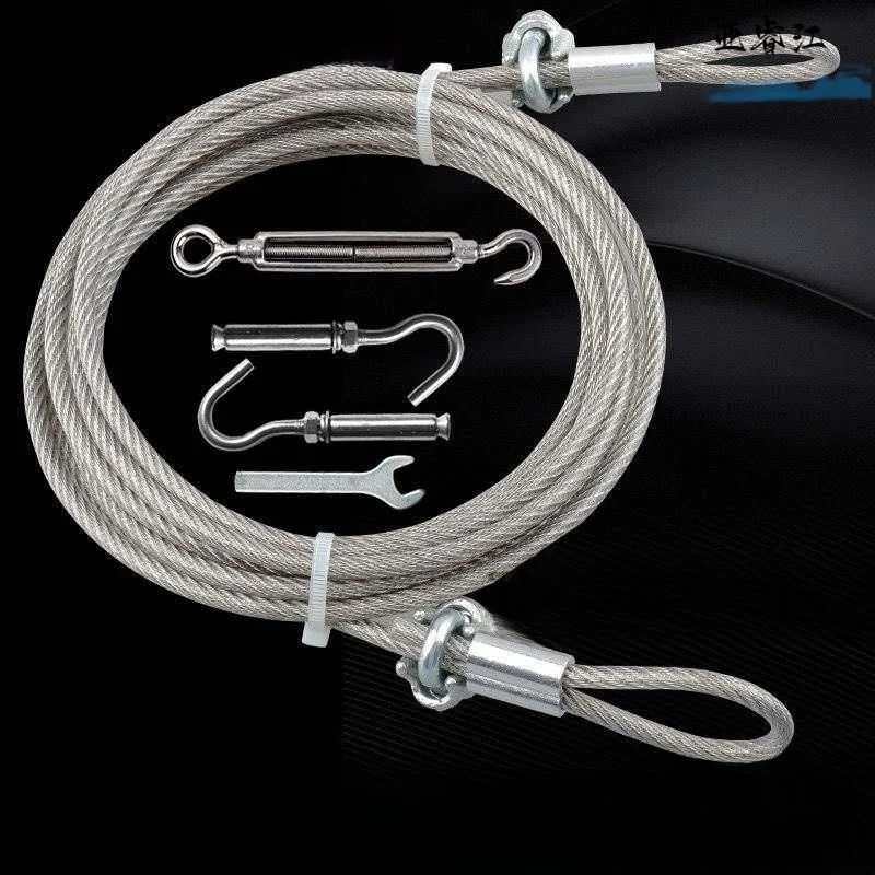 Thickened Stainless Steel Coated Clothesline Outdoor Rooftop Windproof Balcony Drying Rope Anti-theft Wire Rope for Clothes D...