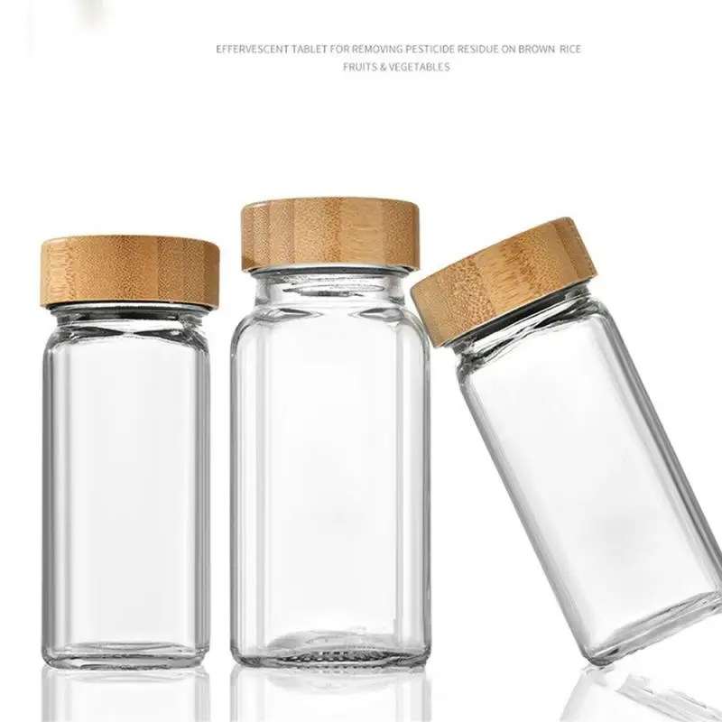 Glass Spice Jars with Bamboo Lid Spice Seasoning Containers Salt Pepper Shakers Spice Organizer Kitchen Spice Jar Set