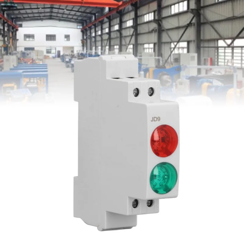 DIN Rail Signal Lamp Red Green Dual Lights Rail Type LED Indicator Light For Distribution Box CNC Lathe AC DC 230V