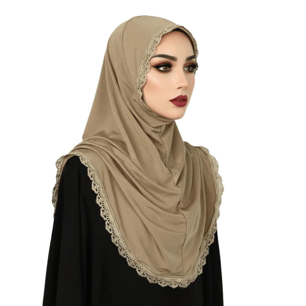 Elegant Embroidered Lace Ethnic Style Scarf Long Bandana Hijab Scarf Thin Malaysian Hijabs Shawl Female