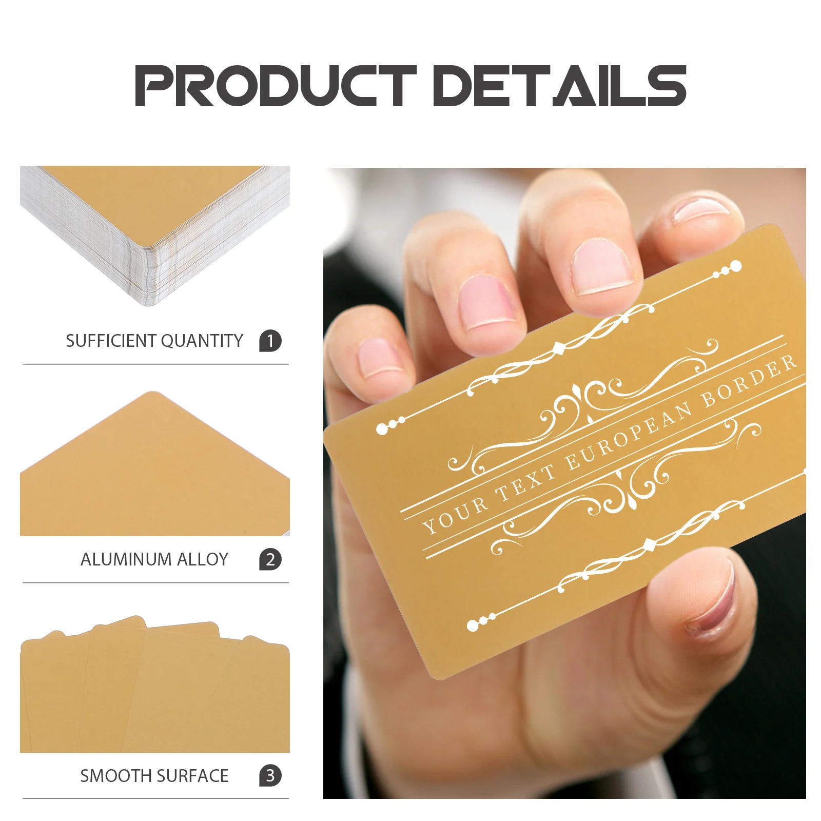 100Pcs Blank Metal Business Cards Sublimation DIY Aluminium Blanks Smooth Surface Round Corner Practical Convenient