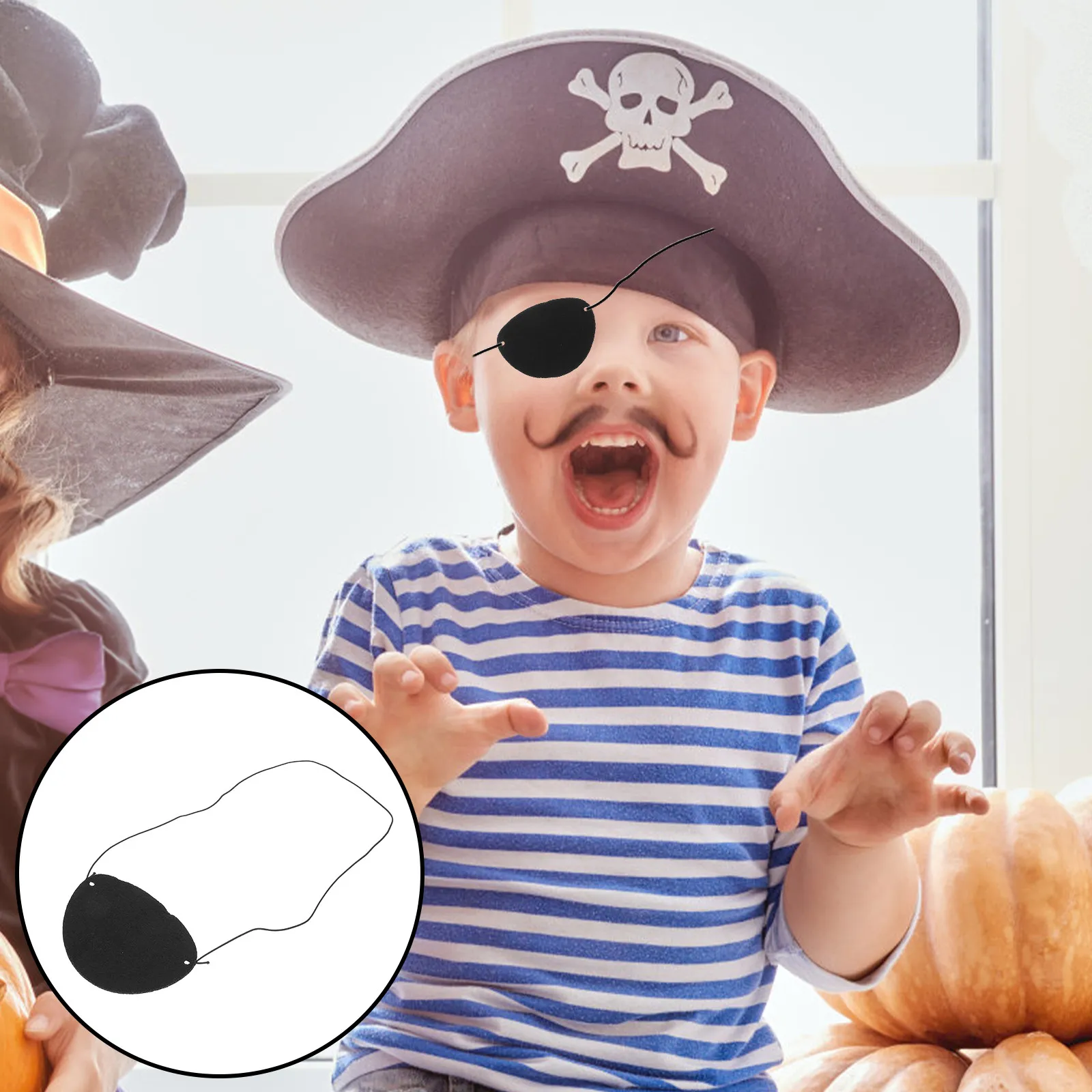 96Pcs Black Pirate Eye Patch Felt Material Halloween Cosplay Eyepatch for Adults and Pirate Party Supplies Costume
