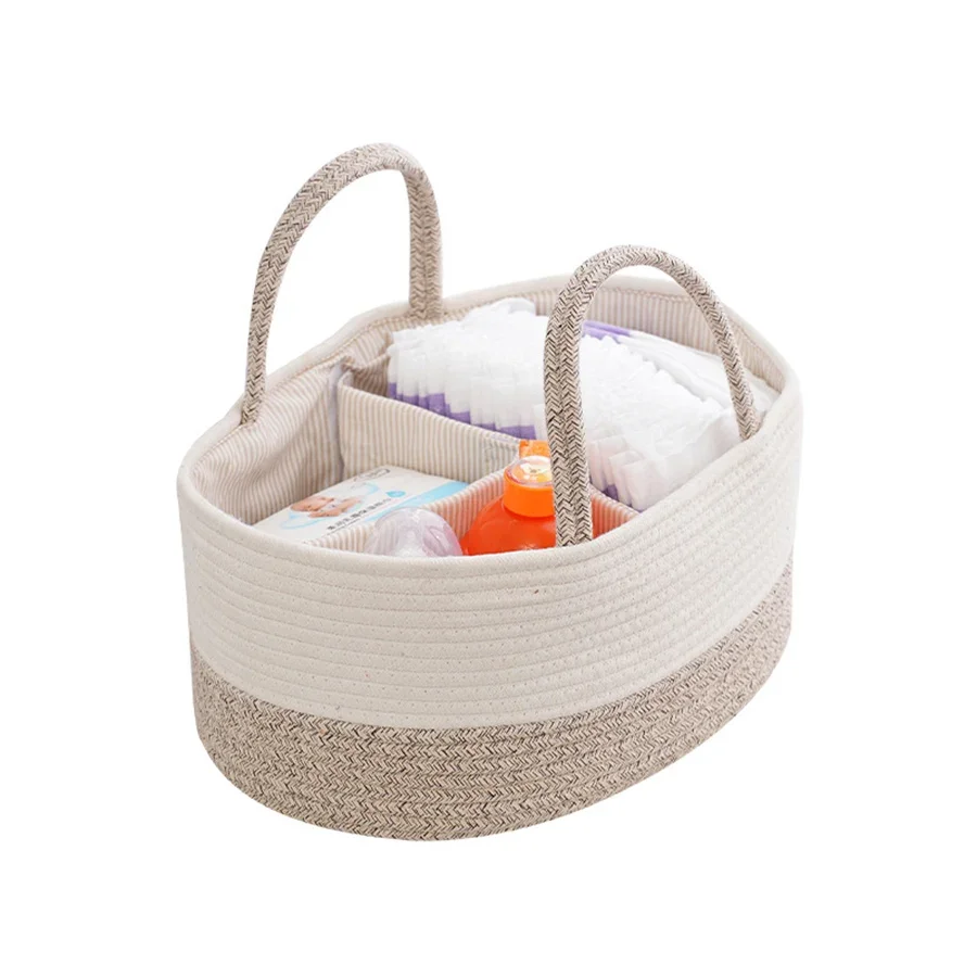 Baby Storage Nursery Organizer Travel Out Portable Mommy Bag Cotton Rope Diaper Bag Storage Bag Baby Diaper Storage Basket