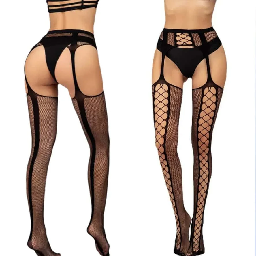 NEW Fishnet Garter Belt Stockings Suspender Pantyhose Gothic Lolita Girls Cosplay Thigh High Sexy Tights for Women Plus Size 3XL