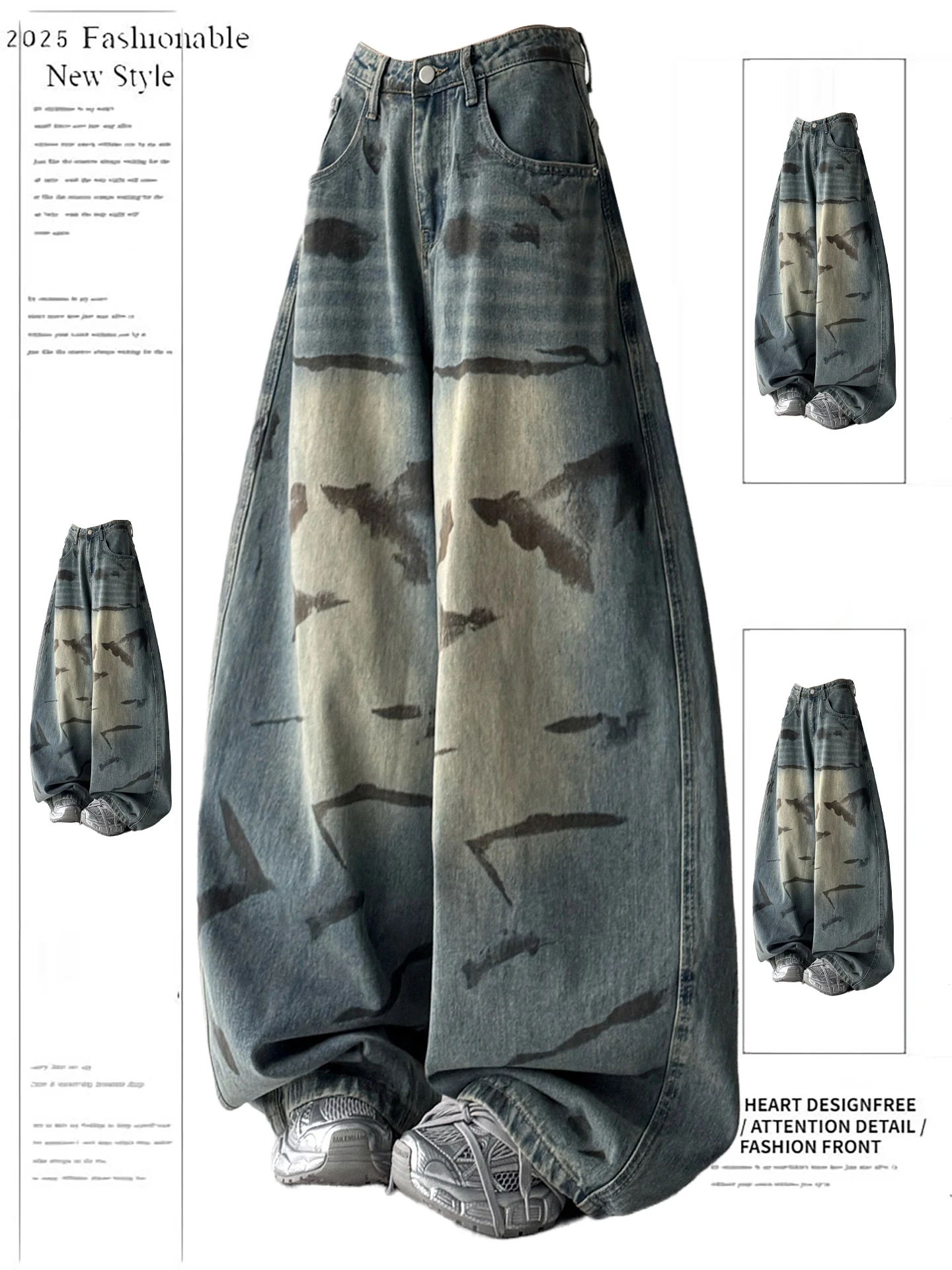 

Женские черные готические мешковатые джинсы Y2k, винтажные джинсовые брюки с градиентом в стиле Харадзюку, японские джинсовые брюки-бойфренды 2000-х годов, осень