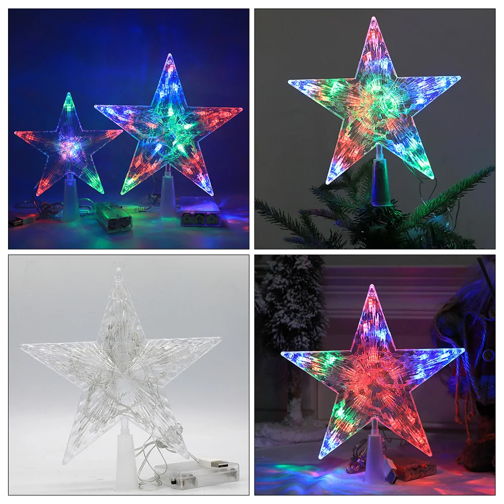 

Xmas Tree Topper Star USB Power Supply Or Operated Safe Material Decorative Christmas Tree Star Topper Ornament Xmas