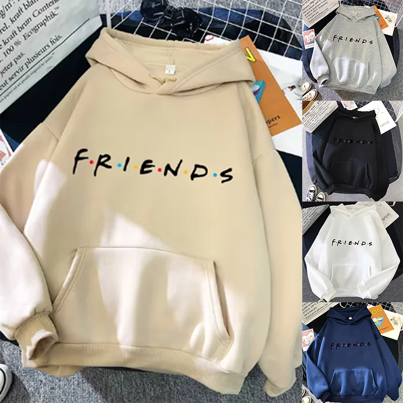 Women Friends Print Hoodie Long Sleeve Pullover Fashion Clothing Casual Solid Color Female Spring Autumn Fashion Streetwear