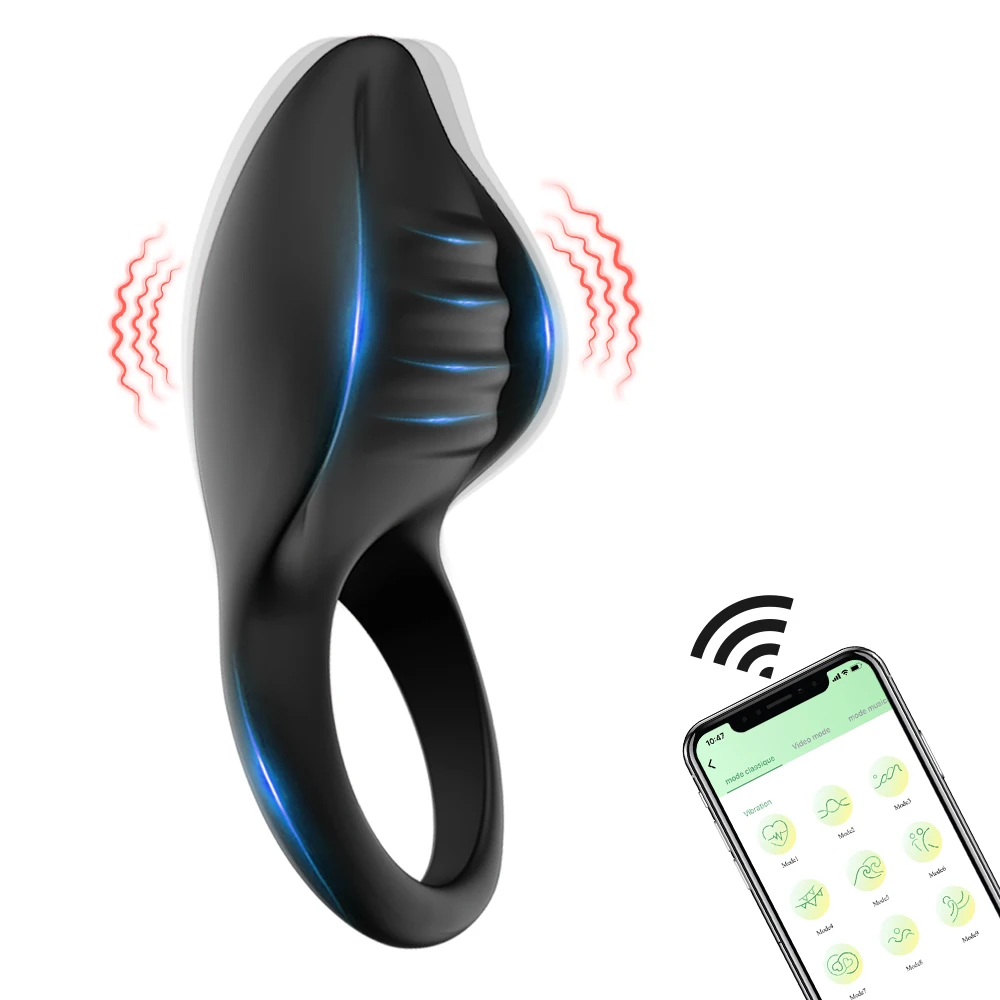 APP Control Vibrating Cock Ring Ejaculation Delay Penis Ring with Tongue Licking Clit Stimulator Adult Sex Toy for Couples