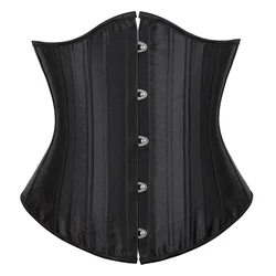 Corset Top 26 Steel Bones Underbust Bustier Body Shaper for Women Waist Cincher Sexy Corselet Fashion Black