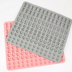 130 Grid Mini Fish Bones Star Heart Candy Silicone Mat Baking Mold Pet Treats Dog Food Baking Tray Mold Cookie Biscuit Cake Mold