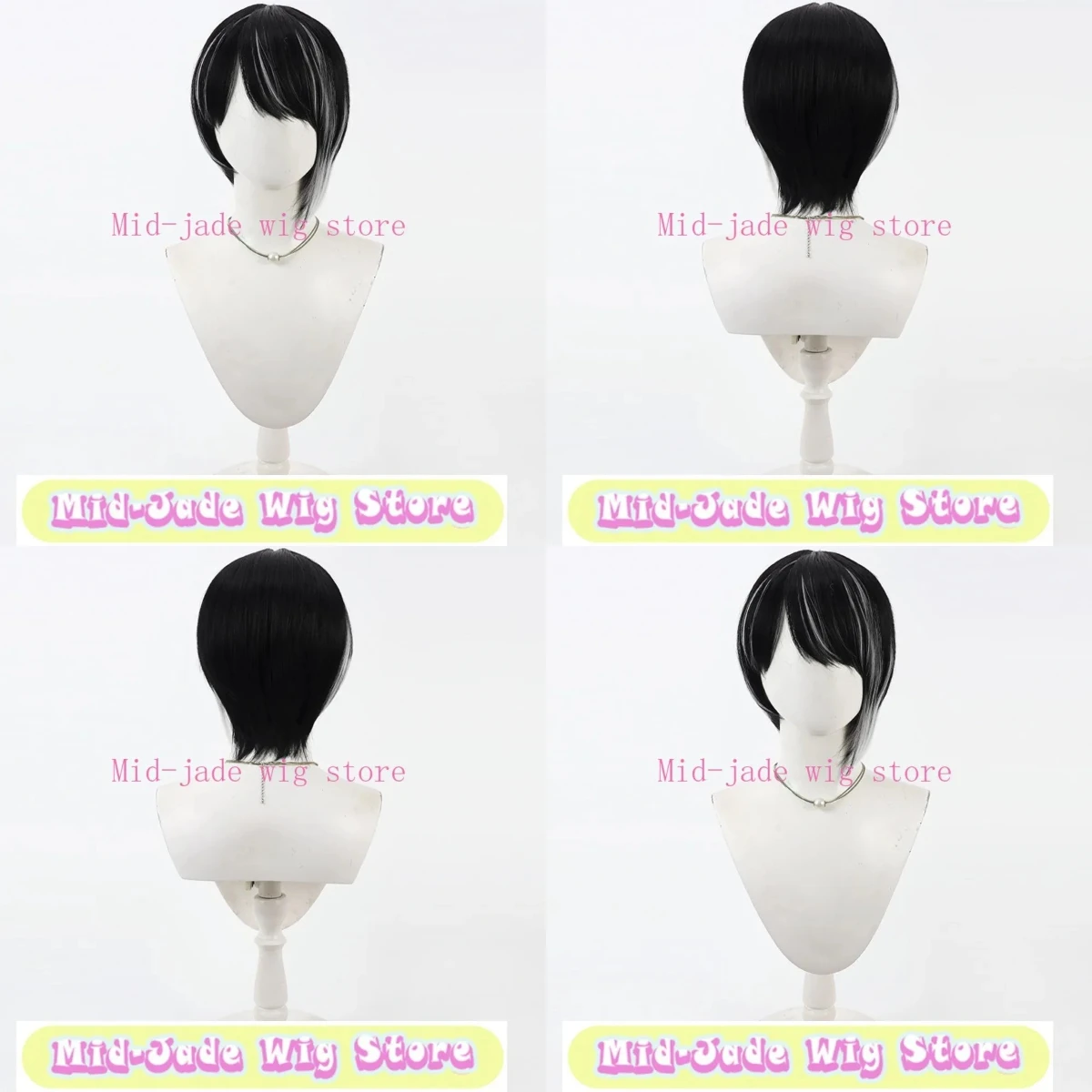 

Costume Role Playing Wig Black Highlight Heat Resistant Synthetic Hair Anime Exhibition Stage Playing Male Role Playing Costume