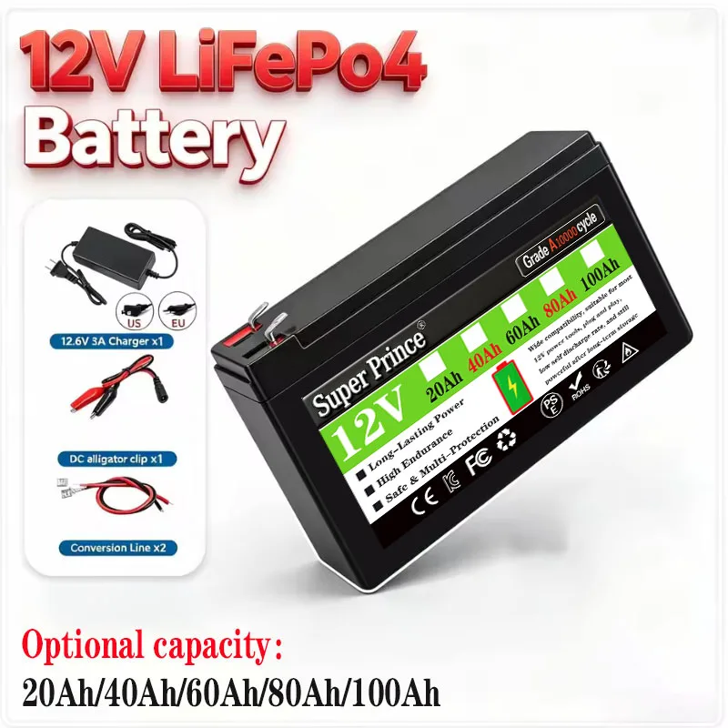 12V 18650 Lithium Battery 100Ah  12.6V Deep Cycle Rechargeable Battery Perfect for RV Camper Yacht Emergency Power Supply