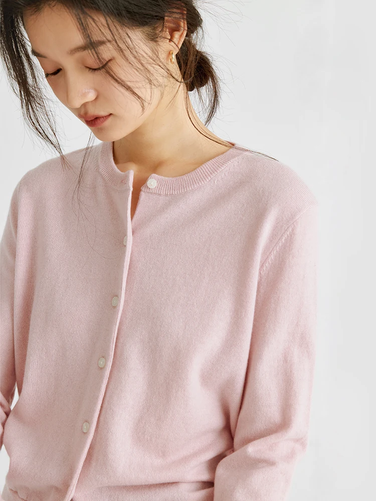 Consiene AU Series 2-Needle Encrypted 00% Pure Camere round Ne Open Cardigan Sweater Outerwear Soft Comfortable Long Sl...