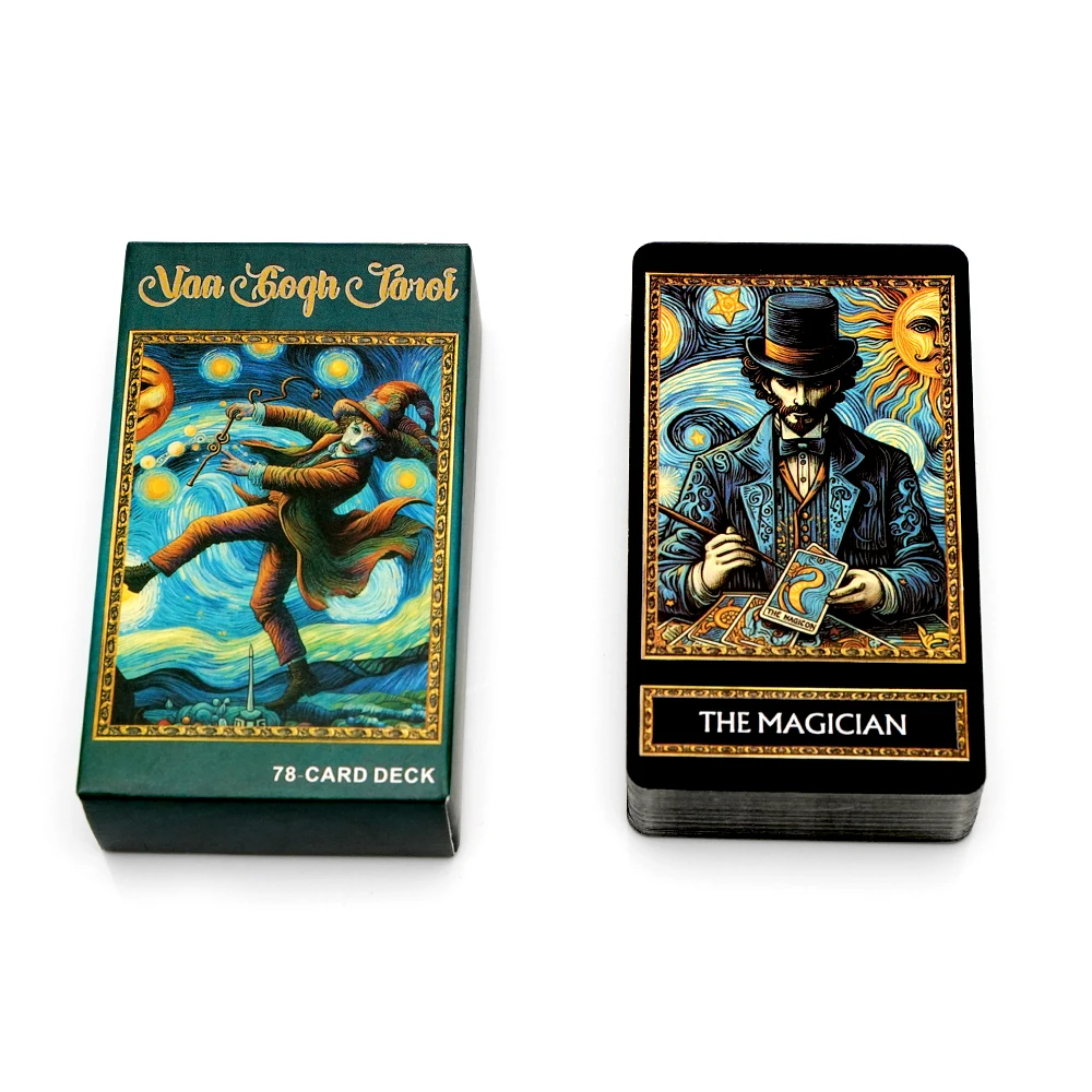 Van Gogh Tarotkarten – 78-Karten-Deck, kunstvoll inspiriertes Tarot-Spiel, hochwertiges Papiermaterial, klassisches Wahrsagerei-Tool für Erwachsene und T-Shirts