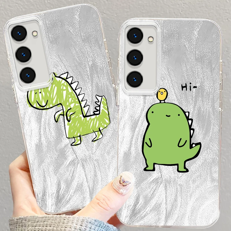 Dinosaur Roars Cute For Samsung S24 S23 S21 FE Plus Ultra A03 A25 A23 A22 A21S A15 A14 A12 5G Feather Yarn Cover Phone Case