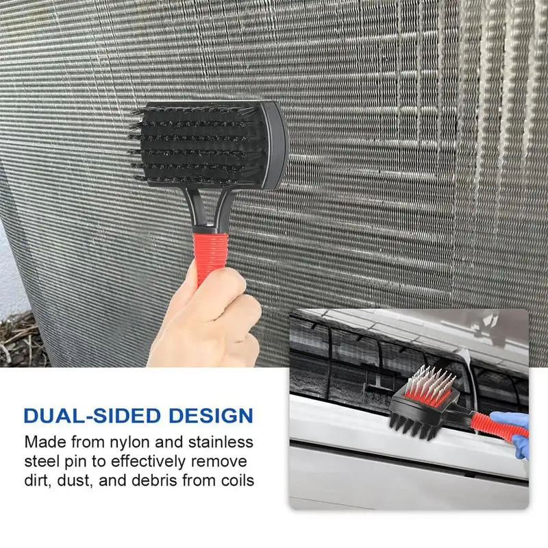 

AC Coil Cleaning Brush Double-Sided Evaporator Coil Brush And Fin Brush Air Conditioner Fin Comb Cleaner Kit Radiator Repair