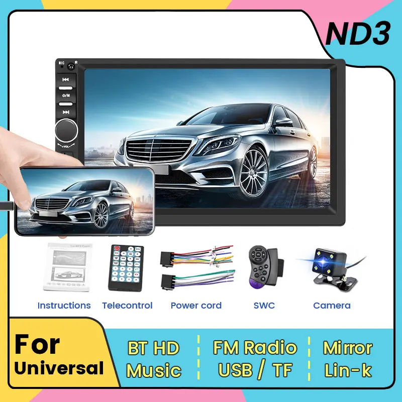 7inch HD Touch Screen MP5 Player 2 din Car Radio For Universal Autoradio Multimedia Player Navigation 2DIN Auto audio BT USB FM