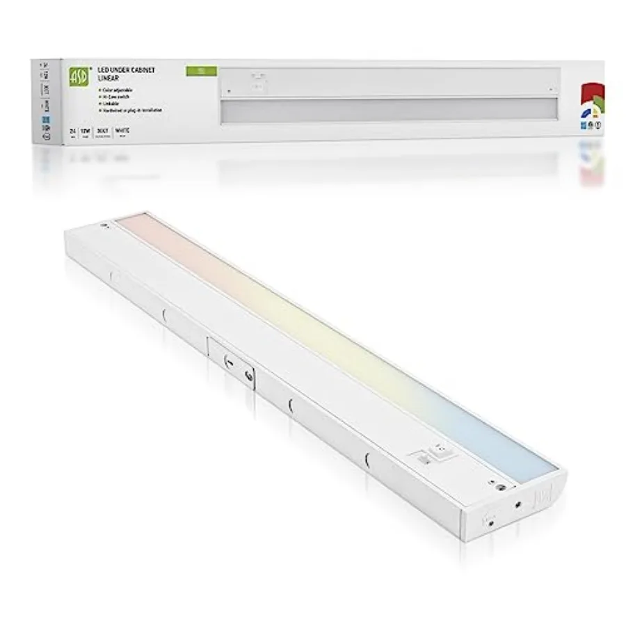 

Светодиодные светильники для подсветки под шкафы: подключаемые к сети или с проводным подключением, диммируемые, с переключателем режимов High/Low/Off, 3CCT, 2700K-00K, с возможностью последовательного подключения