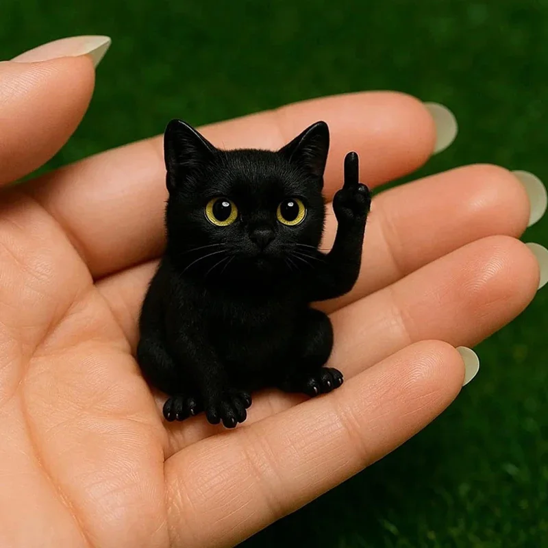 

Mini Cute Pocket Cat Dog Statue with Middle Finger Funny Resin Garden Animal Sculpture Home Decor Desk Ornaments Animal Figurine