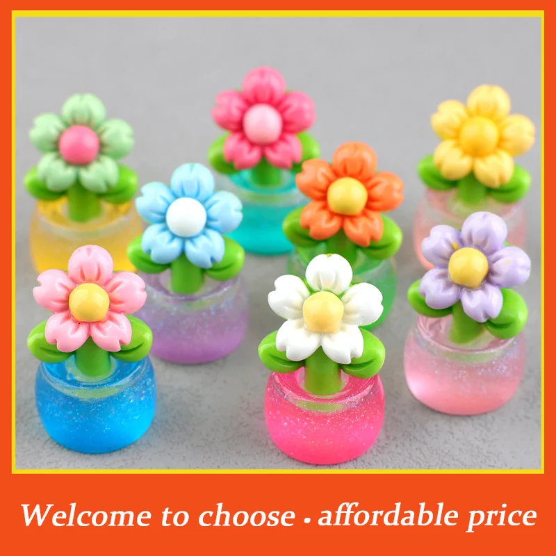 PI 1pc Uminous Flower Potted Plants Ornament Micro Garden Landscape Decoration DIY Resin Glow Toy Home Living Room Bedroom Decor