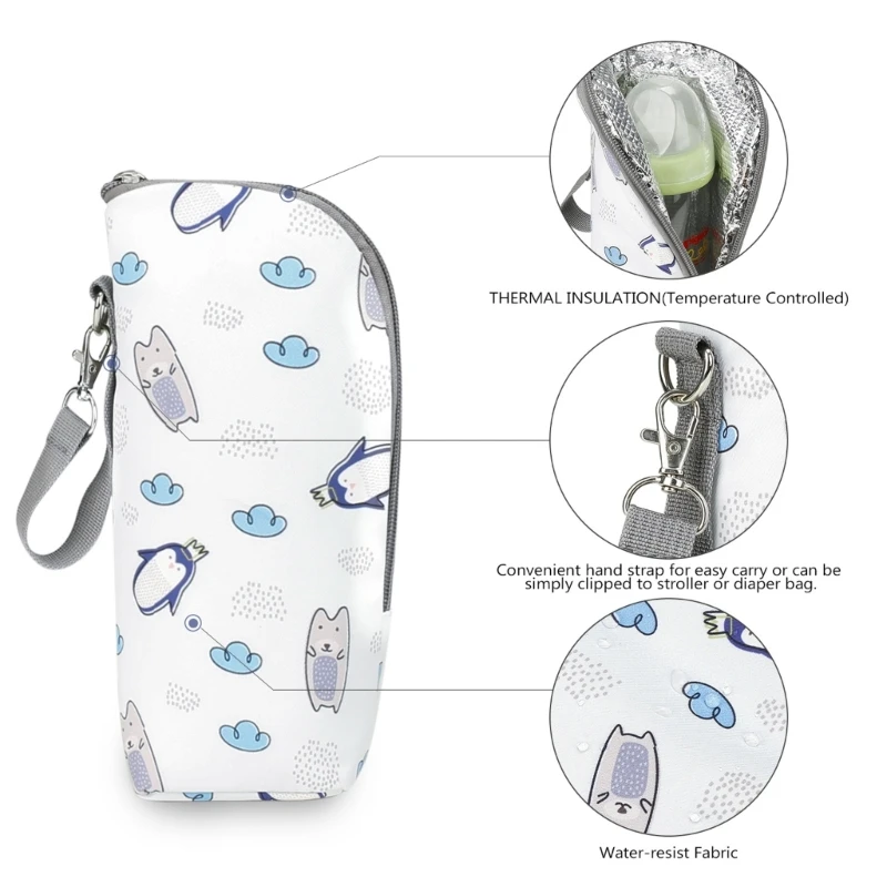 Baby Bottle Warmer Portable Travel Milk Bottle Thermal Bag Feeding Bottle Heating Waterproof Diaper Organiser Bag