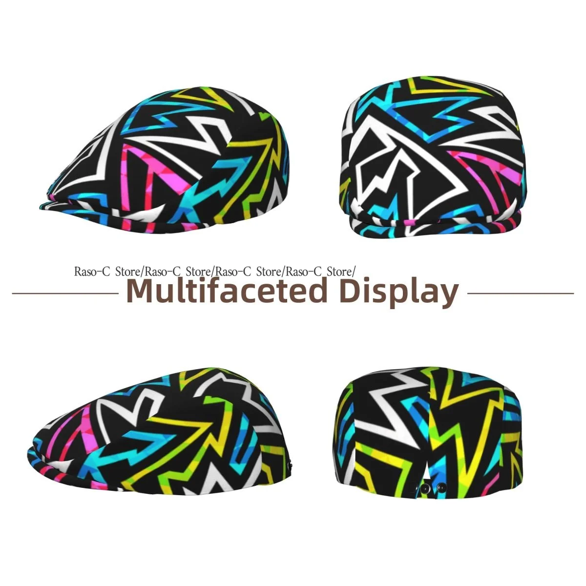 British Gatsby Newsboy Cap For Adults Geometric Pattern Flat Peaked Cap Autumn Winter Beret Hat