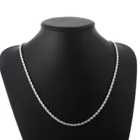 Silver Color 4mm Chain Male Twisted Rope Necklace Bracelets Fashion Women Men Silver High Quality Jewelry Set 2