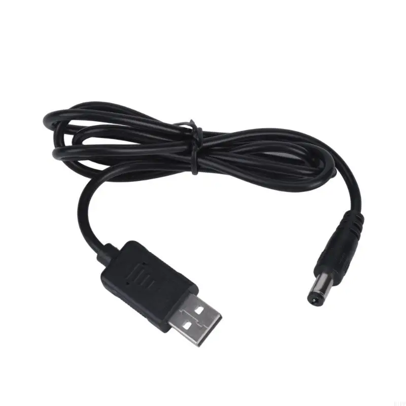 E1PF Round Power End Cable with USB 5V to 12V Output, Center Positive Polarity, Two Included Size Sleeves for Small Fan, LED