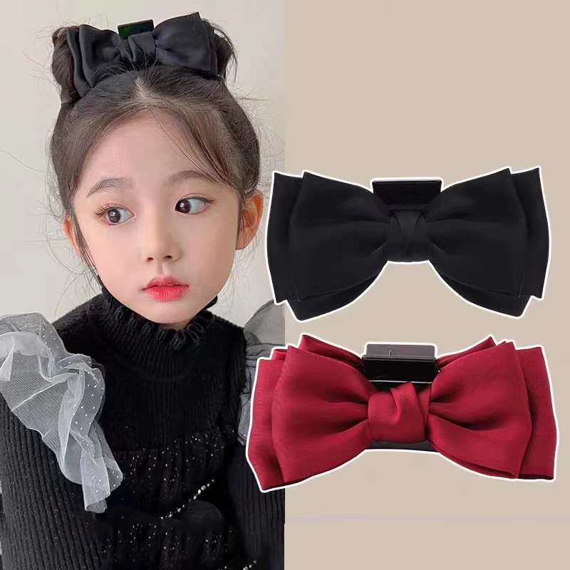 Korean White Black Bow Hair Claw Headband Kawaii Mother Kids Hair Pin Clip Hair Bands Tie for Children Headwear Girl Accessories