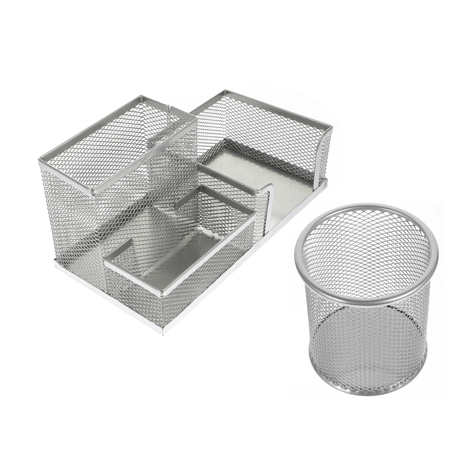 

2pcs Pen Holder Desk Organizers Metal Containers Office Stationery Storage Sturdy Simple Design Table Accessories